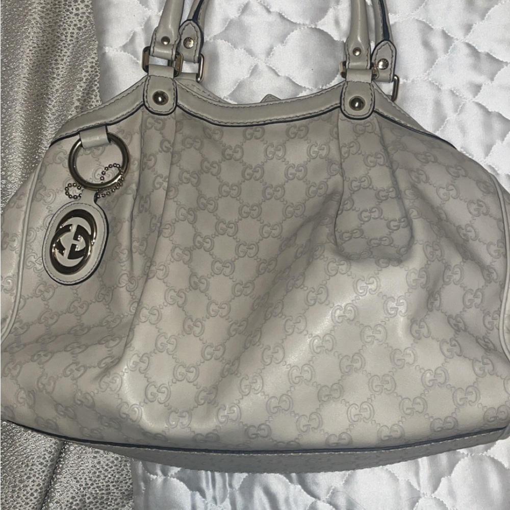 Gucci Light Gray Monogram Shoulder Bag